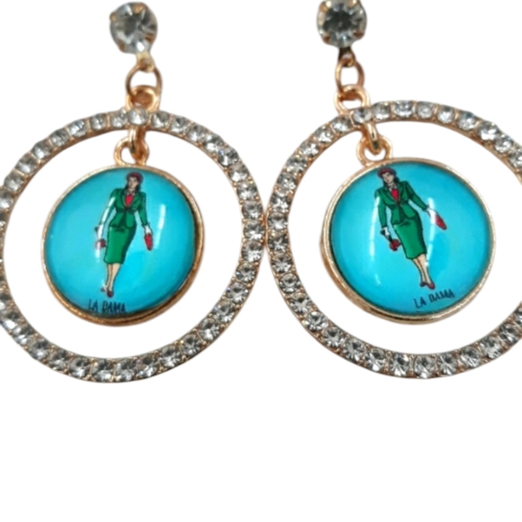 Jewelry - 3 For $15 Loteria La Dama Dangle Earrings NEW